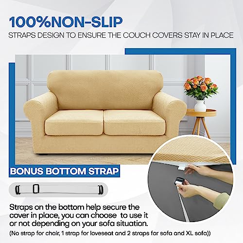 2 Piece Stretch Armchair Sofa Cover (31"-46"(1 Cushion) / Beige)