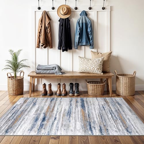 3x4 Rugs Washable Entry Rug (Navy/Grey / 3' x 4' (Rectangular))