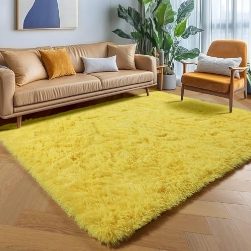 Yellow Area Rugs for Bedroom Living Room (Yellow / 4' x 6' (Rectangular))