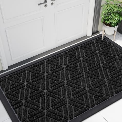 Front Door Mat Outside Entrance (Black / 47" X 23")