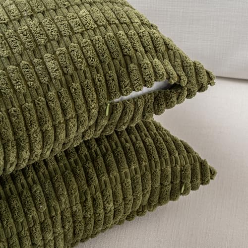 4 Packs Decorative Throw Pillow Covers for Living Room Couch Bed (24" x 12" (Pack of 4) / Moss Green)