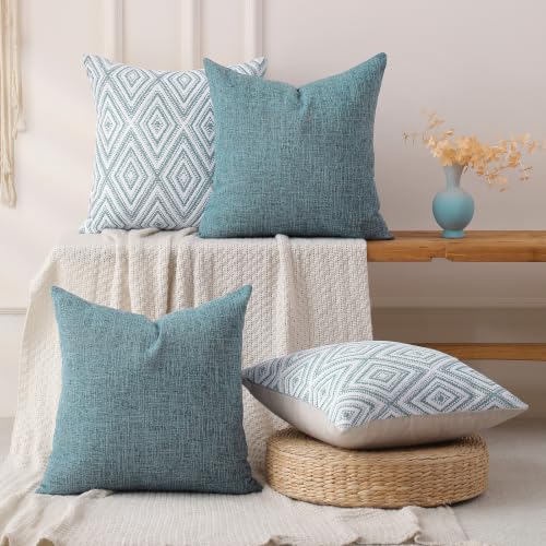 Throw Pillow Covers 18x18 Set of 4 (Blue / 18" x 18" (Pack of 4))