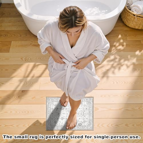 24x17 Inch Door Mat Indoor Entrance (Grey/White / 1'4" x 2' (Rectangular))