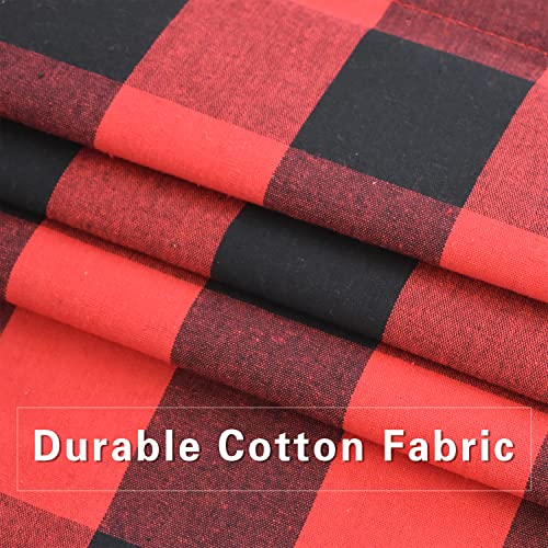 Buffalo Check Window Curtains 72 inches Long Living Room Cotton Curtain Panels Bedroom Plaid Gingham Farmhouse Decor Curtains Rod Pocket Kitchen Bathroom Basement 2 Panels Red Black 52"x72" (52"W x 72"L (Pack of 2) / Red+black)