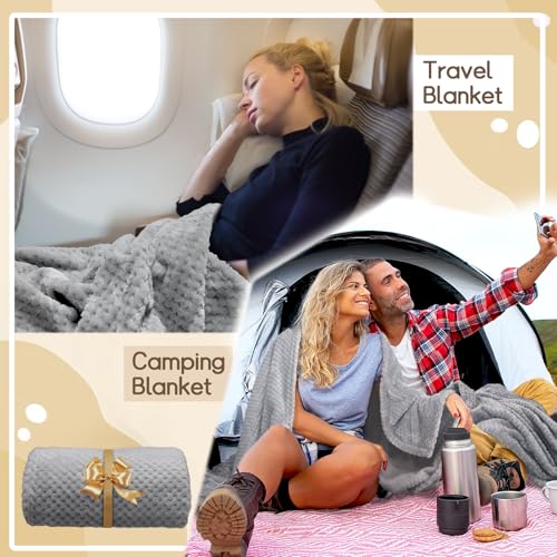 4 Pack Fleece Throw Blankets 50x60 Inches (Gray / Throw(50''x60''))