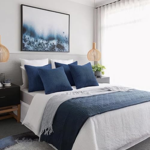 Decorative Throw Pillow Covers Cushion Cases (Dustyblue / 18" x 18" (Pack of 4))