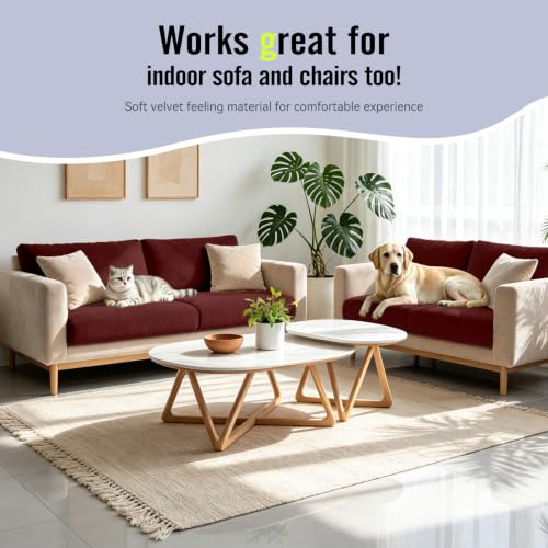 8Pcs Outdoor Cushion Covers (Wine-red / Square-large + Square)