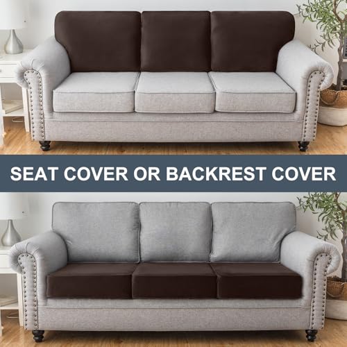 Couch Cover Stretch Velvet Sofa Cushion Cover 3 (Coffee / 3PC Seater or Backrest)