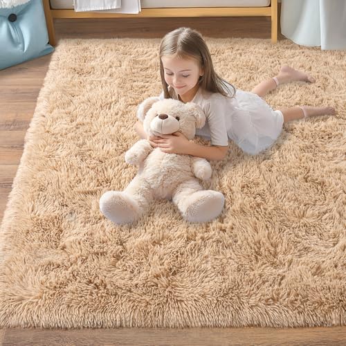 Fluffy Area Rug for Bedroom 4x6 (Camel / 4' x 6' (Rectangular))