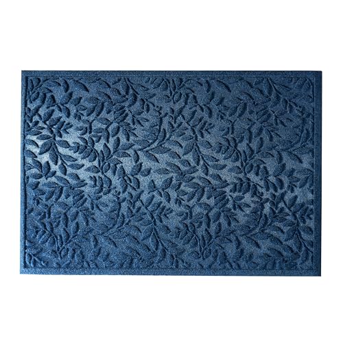 Blue Leaves Outdoor Indoor Entrance Door mat (Leaves-blue / 2'8" x 3'11" (Rectangular))