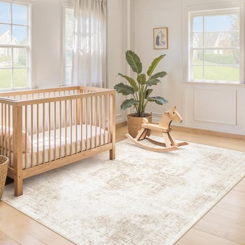 Area Rug 3x5 Washable Rug (Beige / 3' x 5' (Rectangular))