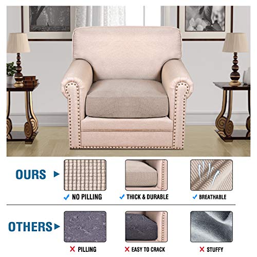 High Stretch Individual Seat Cushion Covers Sofa Slipcovers Couch Cushion Covers Sofa Covers Featuring Jacquard Textured Twill Fabric (Sand)
