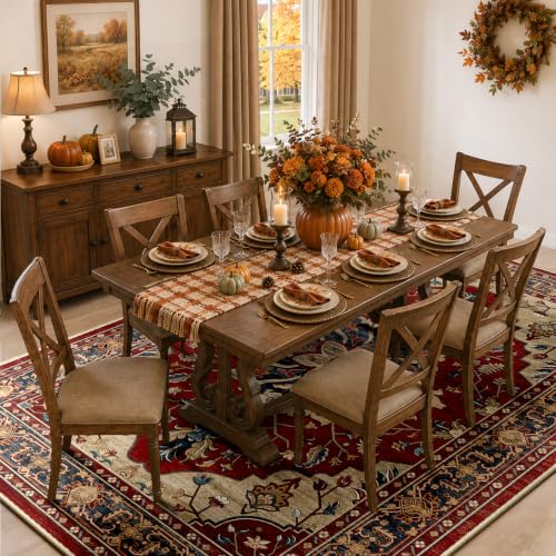 Washable Area Rug (Red/Blue / 8' x 10' (Rectangular))