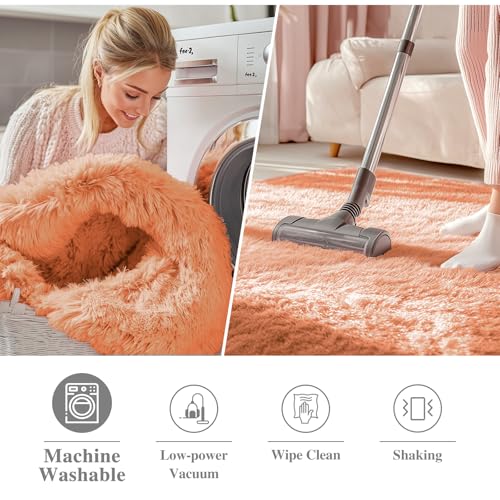 Muted Orange Round Rugs for Bedroom (9 Ft Round / Muted Orange)