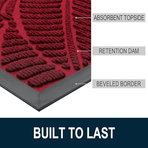 Waterproof Front Doormat (Burgundy / 47" X 17")