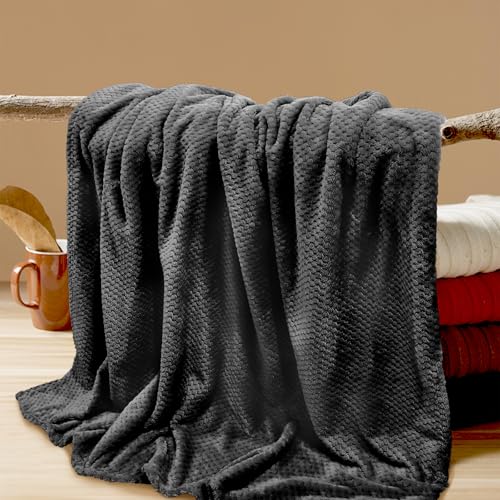 4 Pack Fleece Throw Blankets 50x60 Inches (Black / Throw(50''x60''))