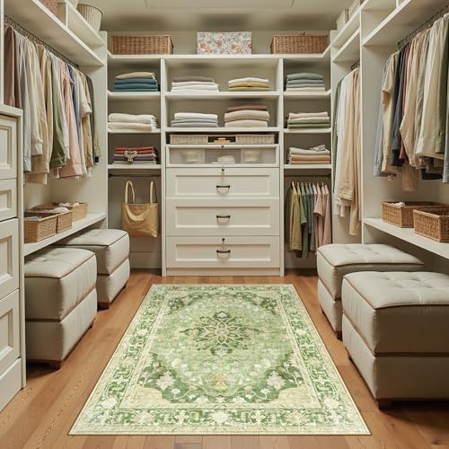Washable Area Rug (Green/Yellow / 3' x 5' (Rectangular))