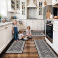 Washable 4 Piece Kitchen Floor Mats (2x3+2x4+2x5+2x6 / Black/Navy)