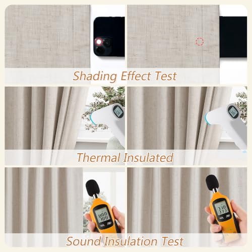 100% Blackout Linen Curtains for Bedroom 84 inches Long (Farmhouse / 52"W x 84"L (Pack of 2))