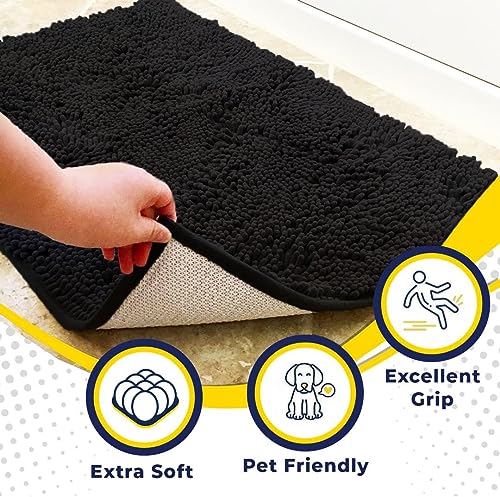 Super Water Absorbent Door Mat Indoor (Black / 24" x 36")