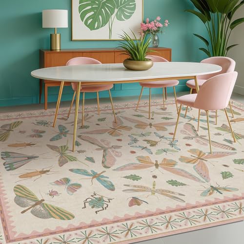 Cute Rugs for Bedroom Girls (8' x 10' (Rectangular) / Beige Pink)