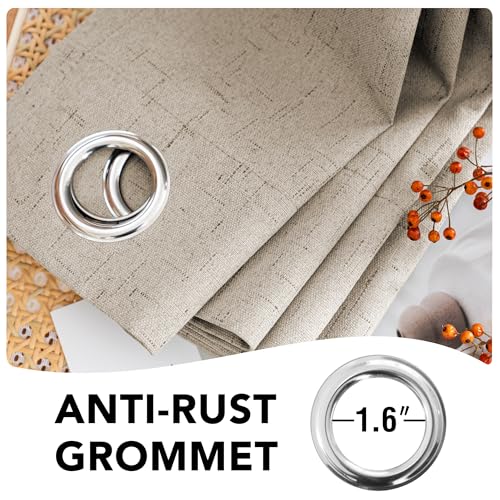 100% Blackout Linen Curtains 63" L 2 Panels Cobblestone (Cobblestone / 42"W x 63"L (Pack of 2))