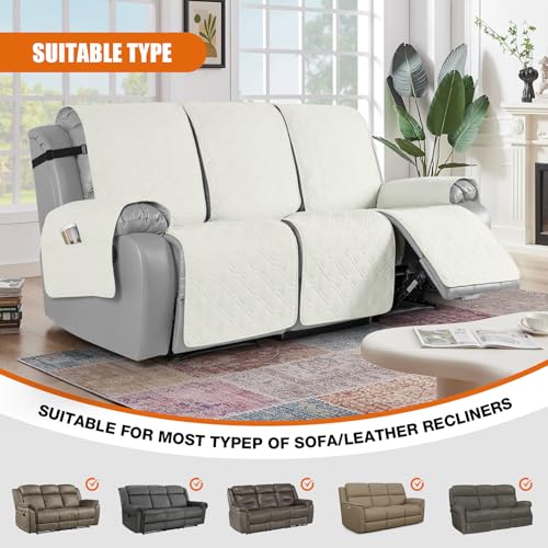Waterproof Recliner Couch Covers (Off White / 3 Seater)