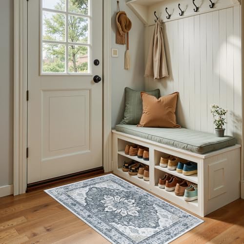 Washable Area Rug (Grey/White/Beige / 2' x 4' (Rectangular))