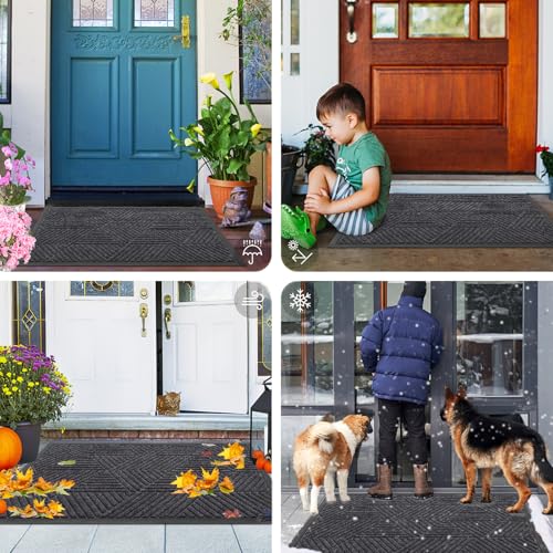 Front Door Mat Outside Entrance (Medium Grey / 71" X 23")