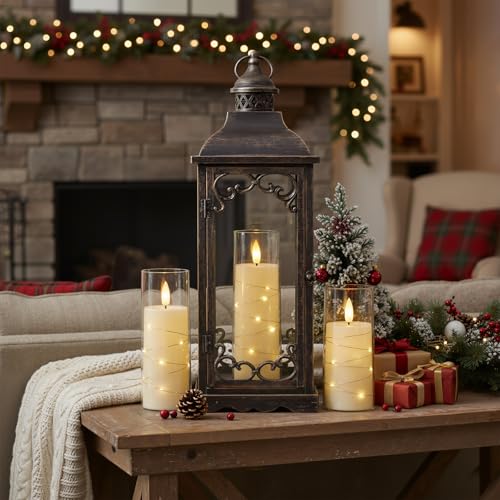 Flameless Battery Operated Pillar Candles with Remote Timer (3pcs-Ivory)