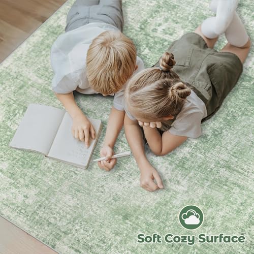 Area Rug 10x14 Washable Rug (Sage Green / 10' x 14' (Rectangular))