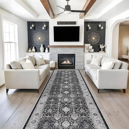 Washable 4x12 Hallway Runner Rug (4' x 12' (Rectangular) / Black/Navy)