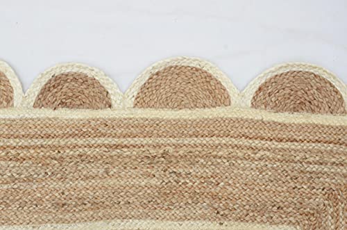 Scallop Pattern Jute Bohemian Area Rug (2'x14' (Runner) / Off White)