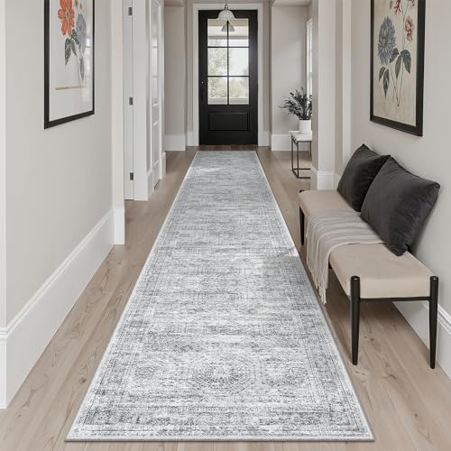 Runner Rug 2x12 Washable Non (Grey / 2' x 12' (Runner))