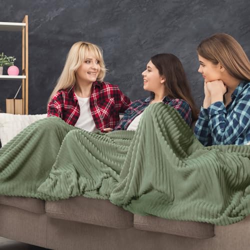 6 Pcs Flannel Blankets Bulk (Sage Green)