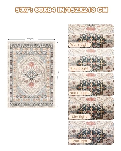 Area Rugs 5x7 Washable Rugs for Living Room (Blue/Red/Multi / 5' x 7' (Rectangular))