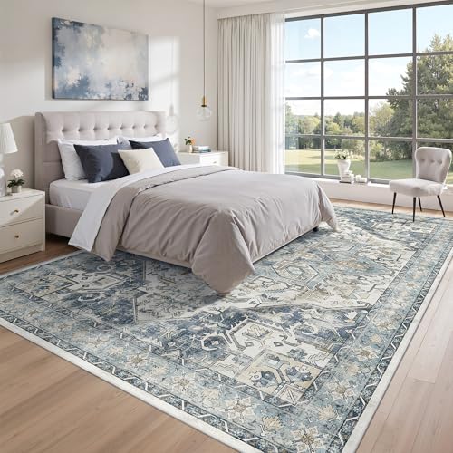 8x10 Area Rugs for Living Room (Blue/Ivory / 8' x 10' (Rectangular))