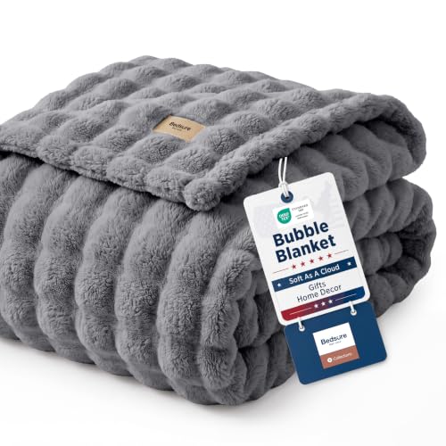 Cloud Bubble Fleece Queen Blanket for Bed (07 Grey / Queen (90" X 90"))