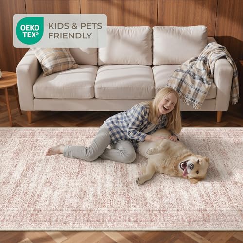 2x8 Runner Rug Non Slip (Pink/Ivory / 2' x 8' (Runner))