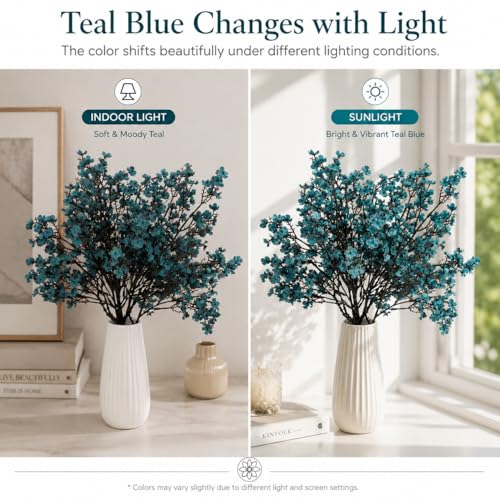 15 Bundles Artificial Teal Baby’s Breath Flowers (Teal)