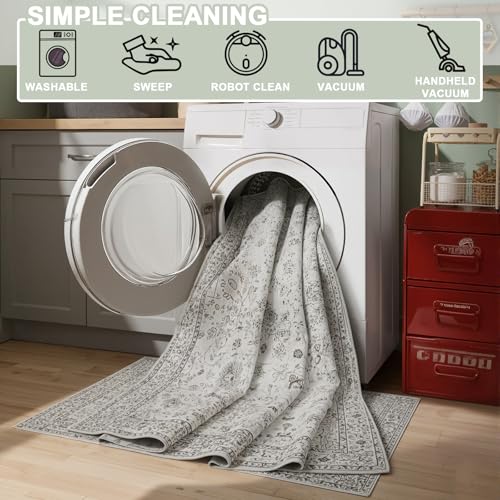 Grey Area Rug 6x9 for Living Room Bedroom (Grey/White / 6' x 9' (Rectangular))