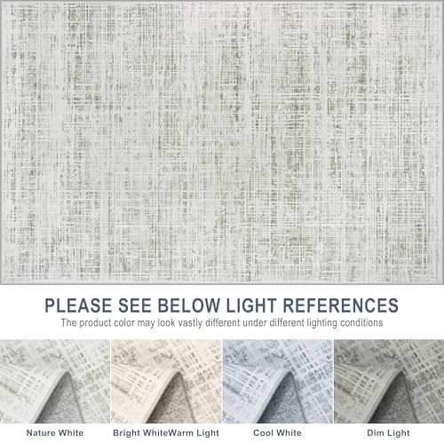 10x14 Washable Area Rug for Living Room Bedroom (White Gray / 10' x 14' (Rectangular))