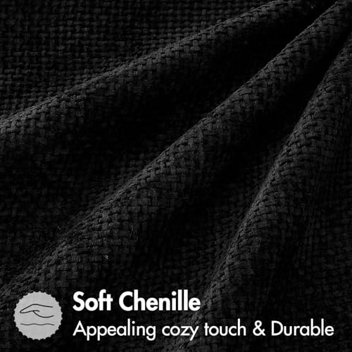 Decorative Lumbar Throw Pillow Covers 12x20 Inch Black 2 Pack (20" x 12" (Pack of 2) / Black)