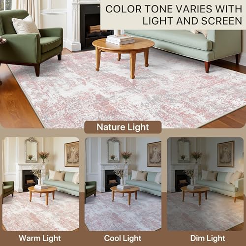 Area Rugs 9x12 for Living Room (Pink Grey / 9' x 12' (Rectangular))