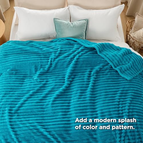 Soft Full Size Fleece Blankets for Bed Teal 84"x90" (Teal / Full)