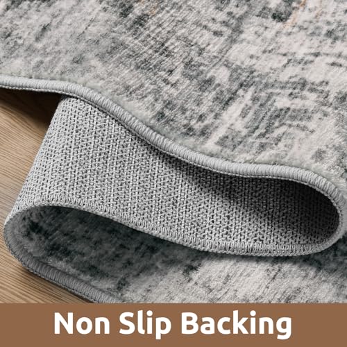 2 x 3 Small Area Rug Indoor Entryway Rug Machine Washable Non Slip Low Pile Carpet Modern Abstract Rugs for Bedroom Kitchen Powder Room Front Porch Bathroom (Grey / 2' x 3')