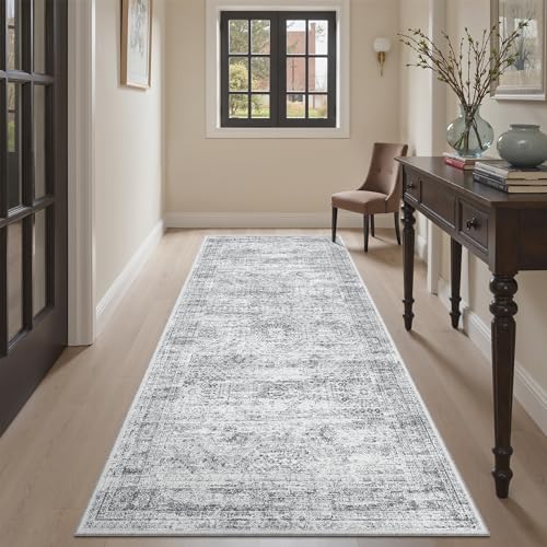 Washable Kitchen Runner Rug 3x6 Hallway Entry Rugs Non (Grey / 3' x 6' (Runner))