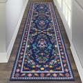 HEBE Hallway Runner Rug 2'x8' (Floral Blue / 2' x 8' (Rectangular))