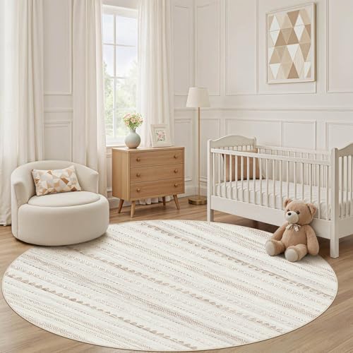 Round Rug Boho Area Rugs (Beige Brown / 4' X 4' (Round))