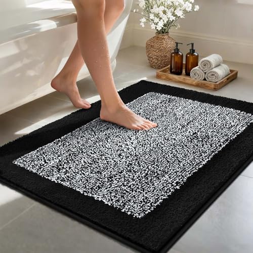 48x32 Large Bathroom Rugs Non Slip Washable (Black / 2'8" x 4' (Rectangular))